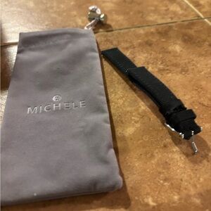 Michele Black Watch Strap with Silver Buckle
